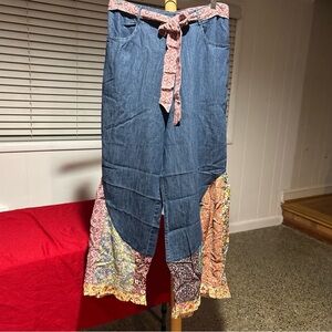 YOUNG THREADS VINTAGE TIERED DENIM
PATCHWORK PANTS (XL)